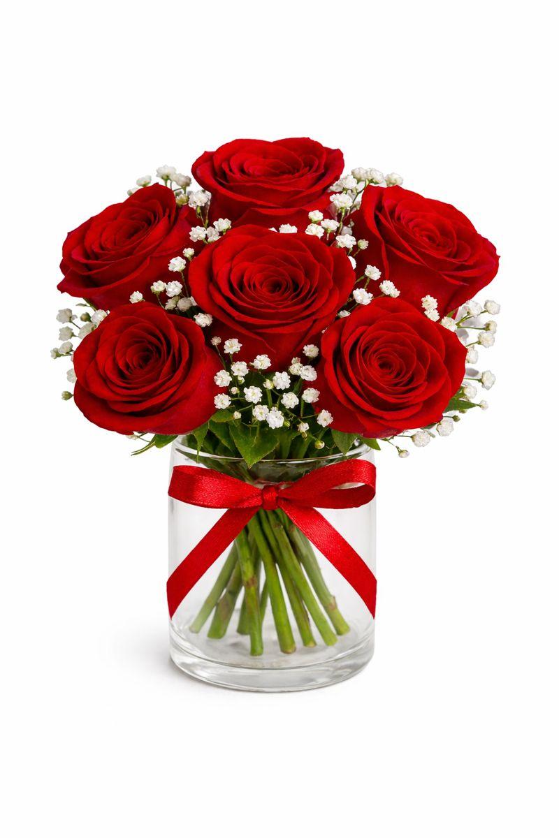 6 Red Roses Vase product1305